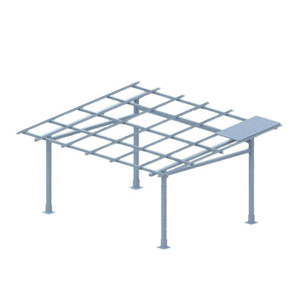 4 Car  | Chiko USA Premier Residential Steel Carport | Black | Solar Pergola | Solar Gazebo