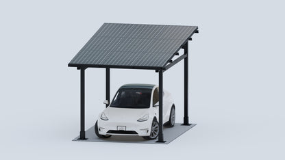 1 Car  | Chiko USA Premier Residential Steel Carport | Black | Solar Pergola | Solar Gazebo