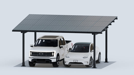 2 Car  | Chiko USA Premier Residential Steel Carport | Black | Solar Pergola | Solar Gazebo