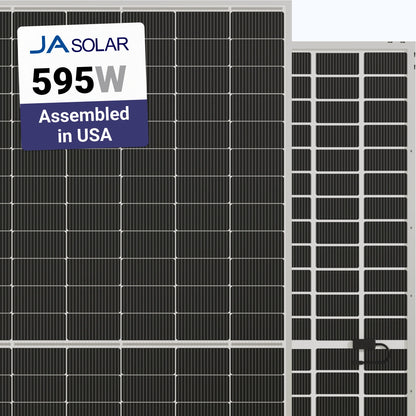 JA Solar 595W Solar Panel 144 Cell Bifacial JA-JAM72-D40-595MB Assembled in the USA