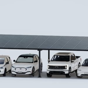 4 Car  | Chiko USA Premier Residential Steel Carport | Black | Solar Pergola | Solar Gazebo