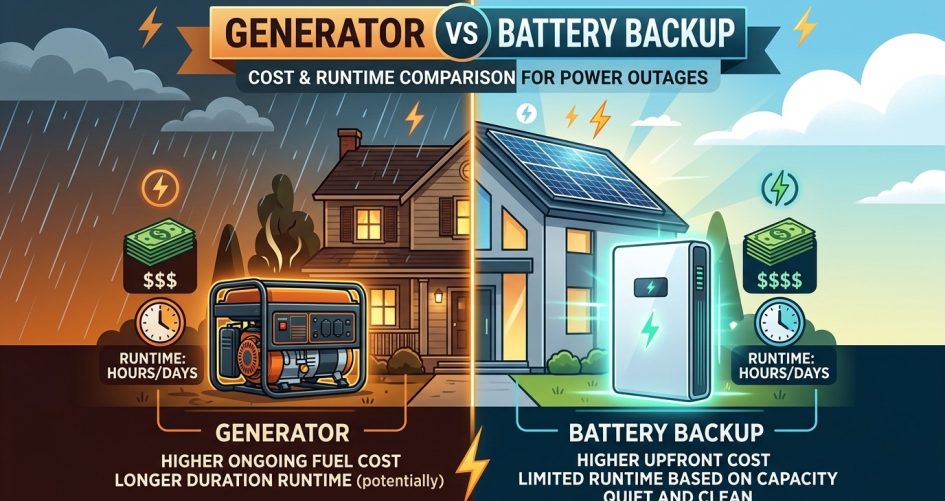 Generator vs Battery Backup: Cost and Runtime for Power Outages